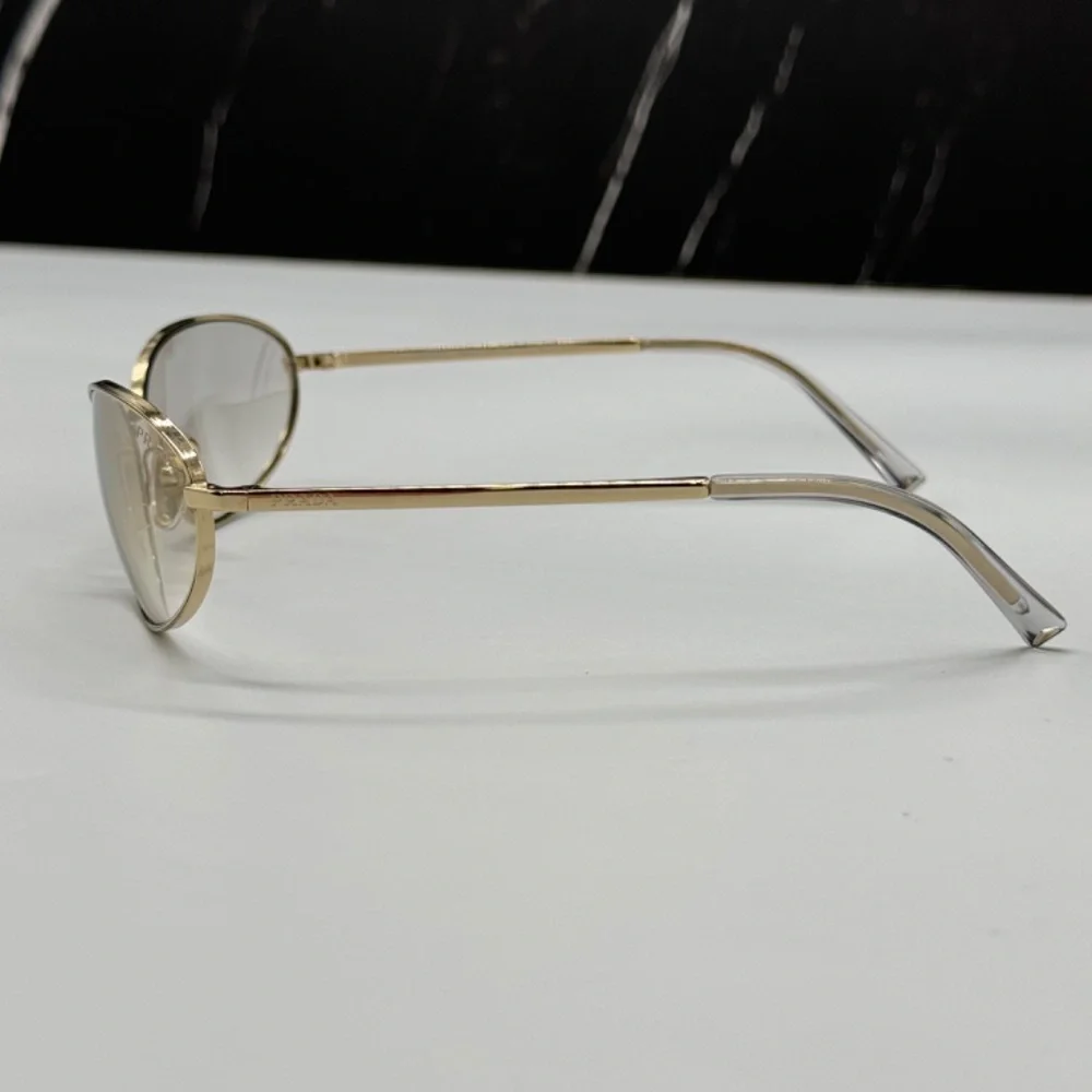 NEW SPR A59 14N7H1 PRADA PRA59S 14N7H1 WOMEN SUNGLASSES PR A59S 14N7H1 GOLD OVAL - Picture 7 of 12